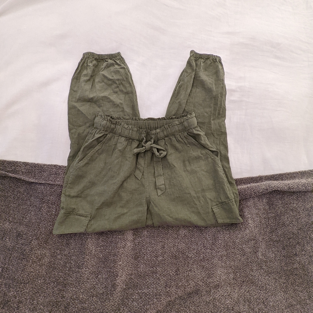 Aerie High Waisted Linen Joggers Pants Small